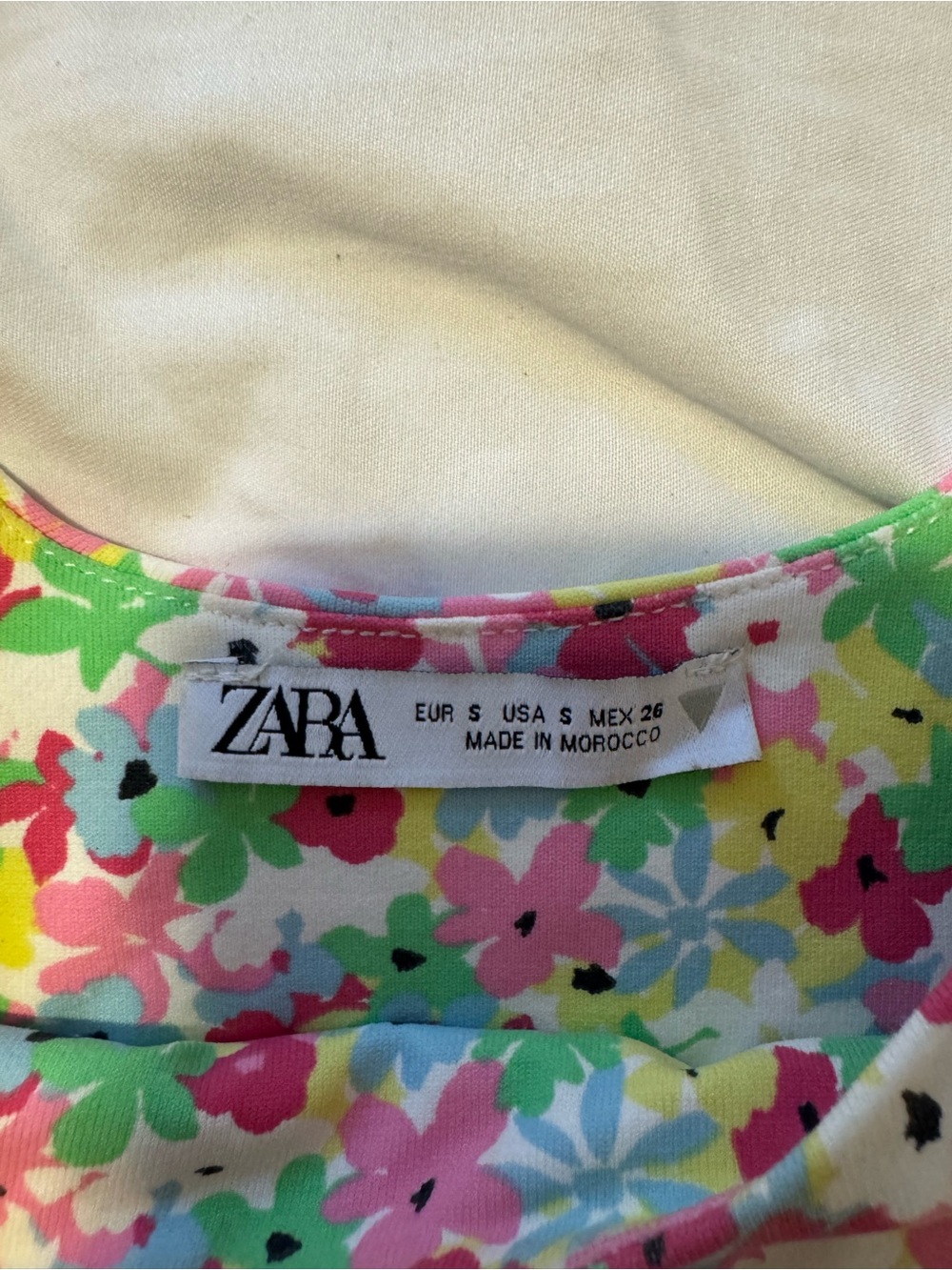 Zara Floral Crop Tank Top - Pink, Green, Yellow - Picture 2 of 3
